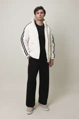 STRIPE EDGE PUFFER JACKET-WHITE