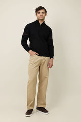 URBAN KNIT HALF ZIP SWEATER-BLACK