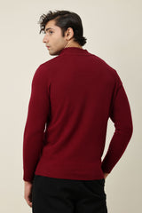 CHELSEA ZIP UP SWEATER-MAROON