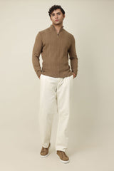 CHELSEA ZIP UP SWEATER-KHAKI