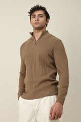 CHELSEA ZIP UP SWEATER-KHAKI