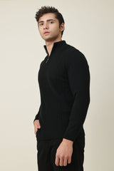 CHELSEA ZIP UP SWEATER-CHARCOAL