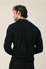 CHELSEA ZIP UP SWEATER-BLACK