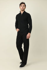 CHELSEA ZIP UP SWEATER-BLACK