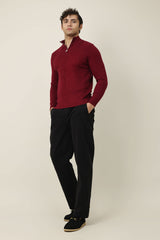 CHELSEA ZIP UP SWEATER-MAROON