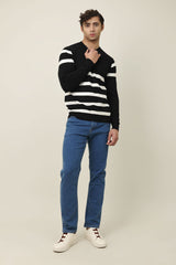 BAYSIDE BAND KNIT SWEATER-BLACK