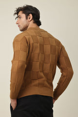 CHECKMATE PULLOVER SWEATER-CAMEL