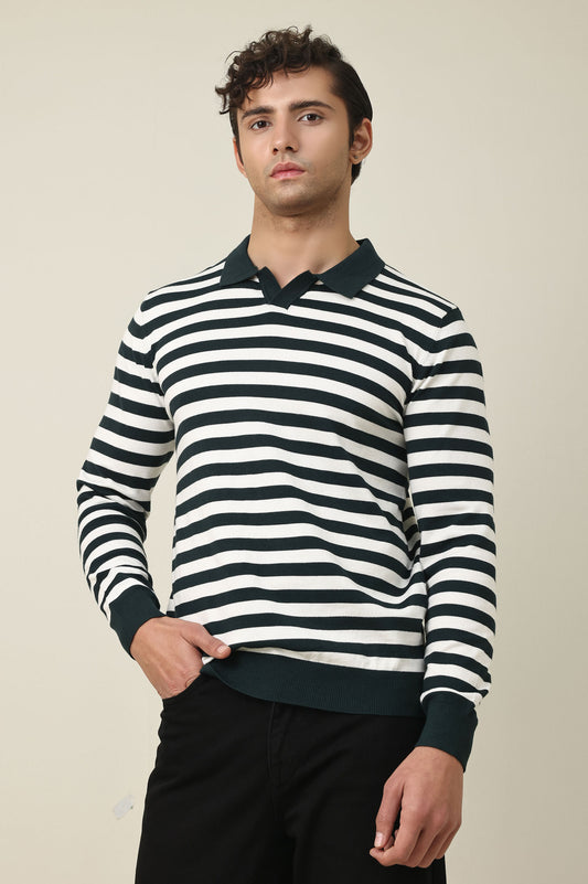 CONTINENTAL COLLAR SWEATER-GREEN