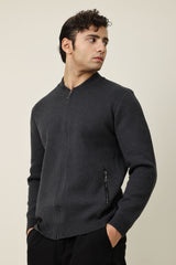 CORELINE ZIP SWEATER-CHARCOAL