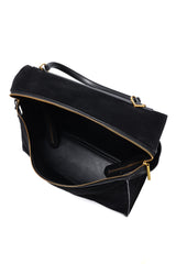 SUEDE HANDBAG - BLACK