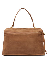 SUEDE HANDBAG - BROWN