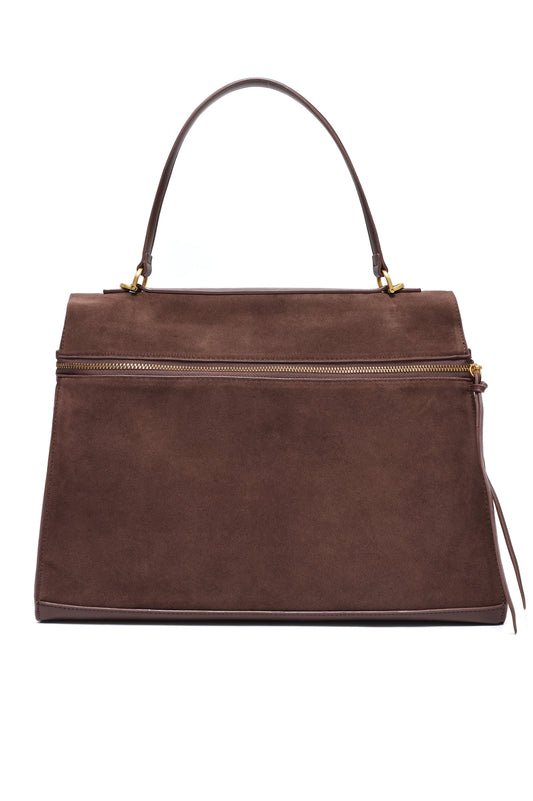 SUEDE HANDBAG - COFFEE