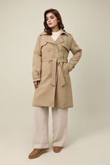 DOUBLE-BREASTED TRENCH COAT-KHAKI