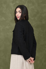 TEXTURED JACKET-BLACK