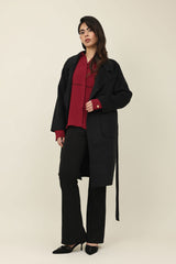 KENSLEY BELTED WOOL COAT-BLACK