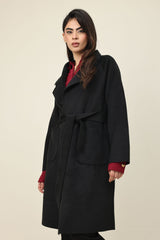 KENSLEY BELTED WOOL COAT-BLACK
