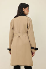 DOUBLE-LAYER LAPEL TRENCH COAT-BEIGE