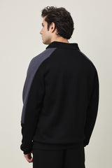 DUAL TONE FLEECE HYBRID JACKET-BLK/GRY