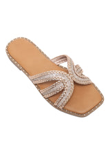 RAYLACE EMBELLISHED SLIDE-CHAMPAGNE