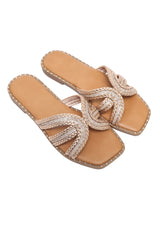 RAYLACE EMBELLISHED SLIDE-CHAMPAGNE