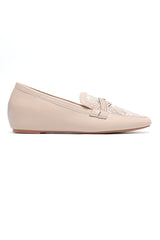 VALENCIA LACE CROSSOVER LOAFER-BEIGE