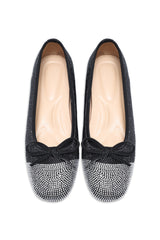 VIENNA CRYSTAL TOE BOW BALLERINA-BLACK