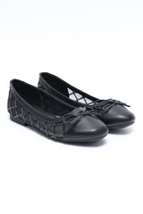 TRELLIS SEQUIN BOW BALLERINA-BLACK