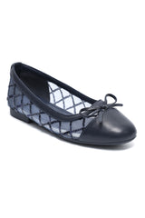 TRELLIS SEQUIN BOW BALLERINA-NAVY