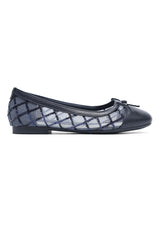 TRELLIS SEQUIN BOW BALLERINA-NAVY
