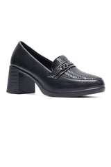 MANHATTAN BLOCK HEEL LOAFER-BLACK