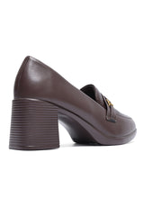 MANHATTAN BLOCK HEEL LOAFER-COFFEE