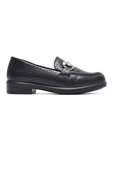 KENSINGTON CROC JEWEL LOAFER-BLACK