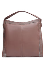 STUDDED SHOULDER BAG-BROWN
