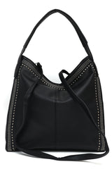 STUDDED SHOULDER BAG-BLACK