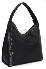STUDDED SHOULDER BAG-BLACK
