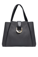 D-RING TEXTURED TOTE BAG-BLACK