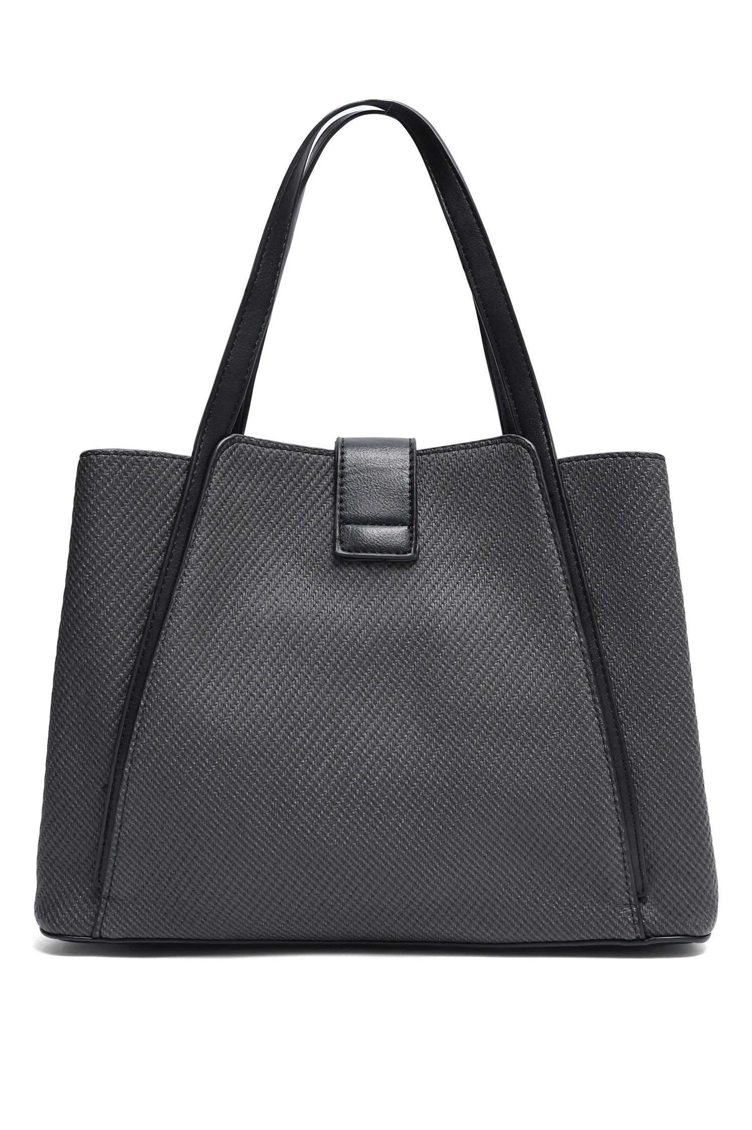 D-RING TEXTURED TOTE BAG-BLACK