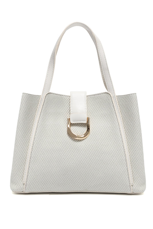 D-RING TEXTURED TOTE BAG-OFFWHITE