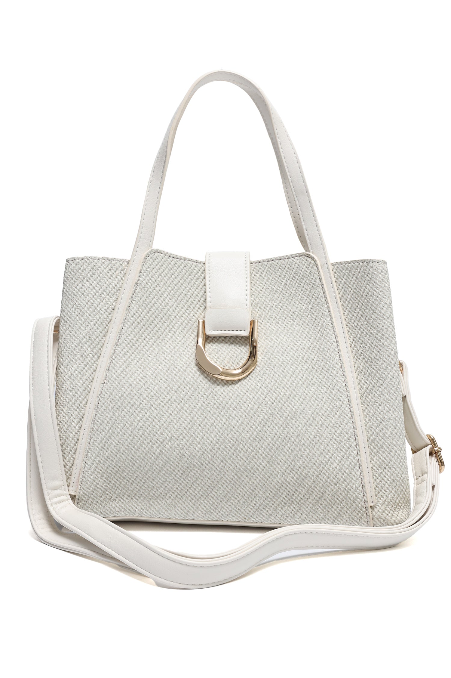 D-RING TEXTURED TOTE BAG-OFFWHITE