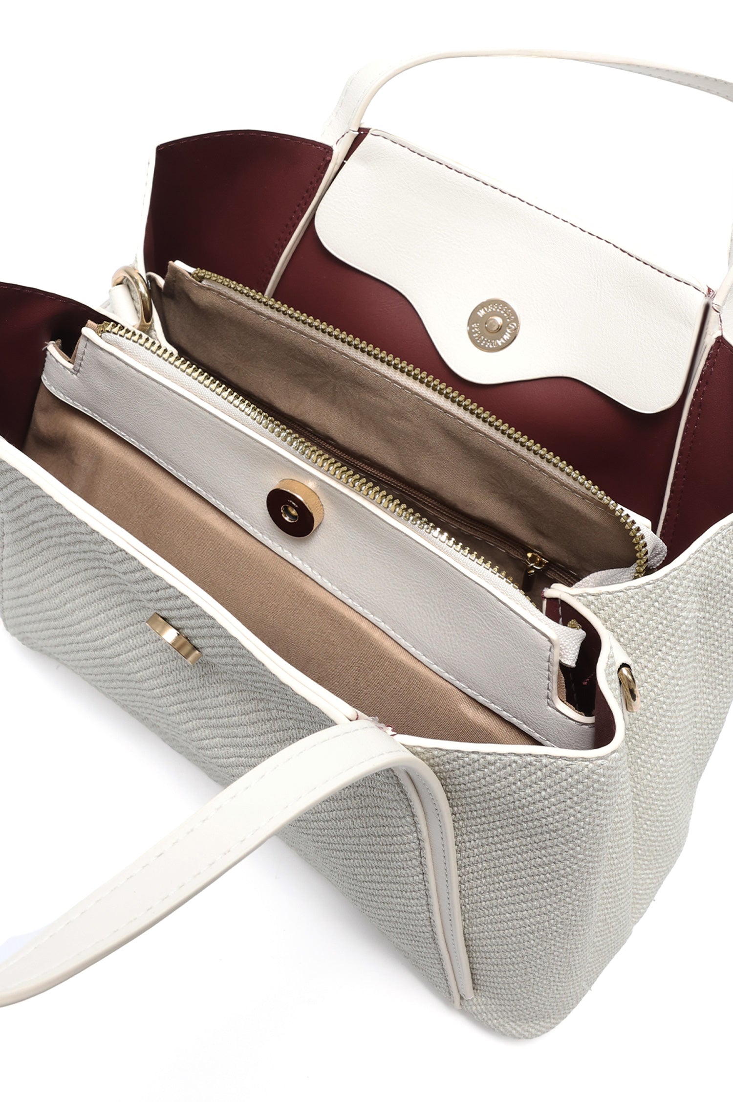 D-RING TEXTURED TOTE BAG-OFFWHITE