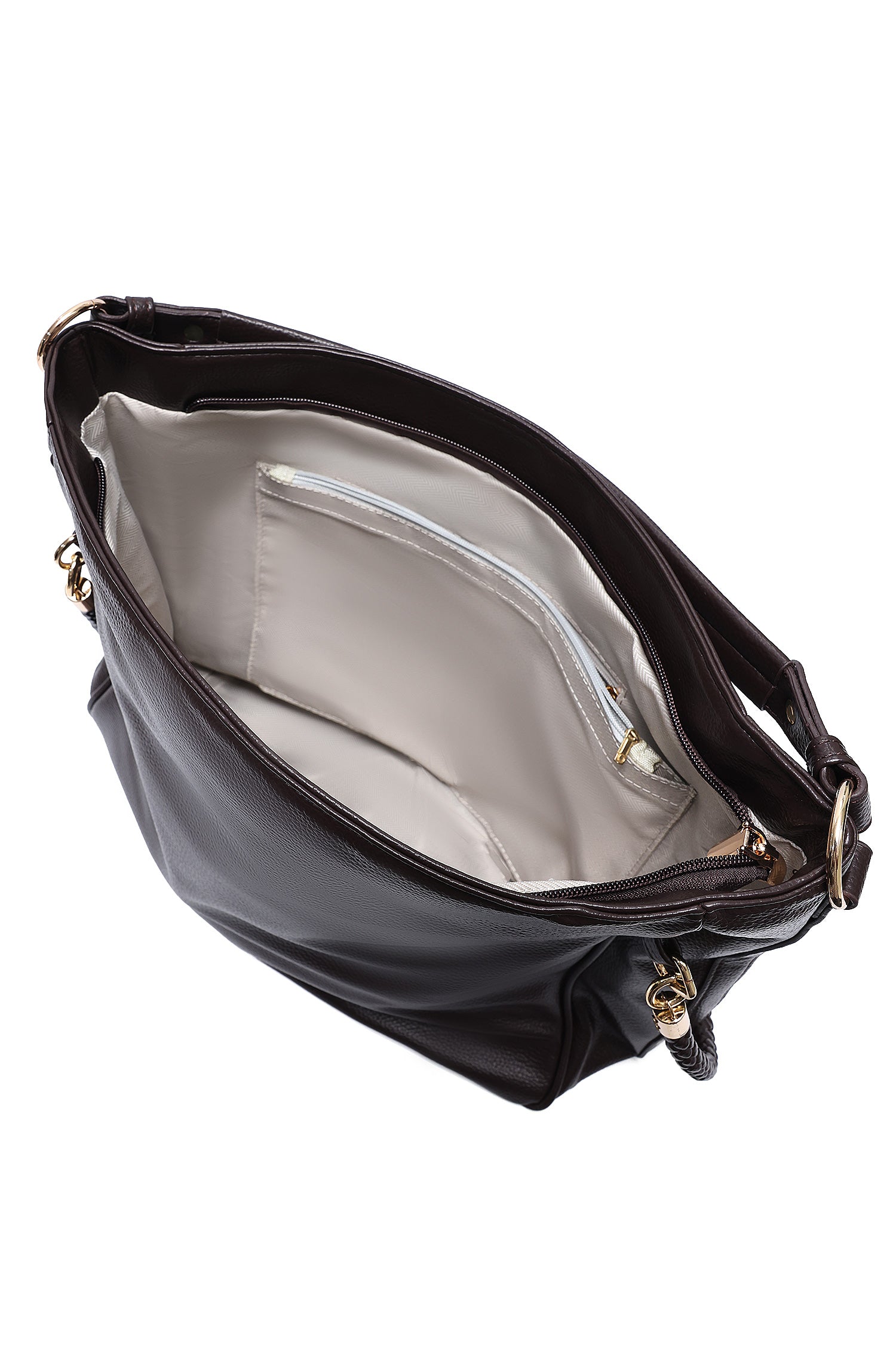 BRAIDED STRAP HOBO BAG-COFFEE