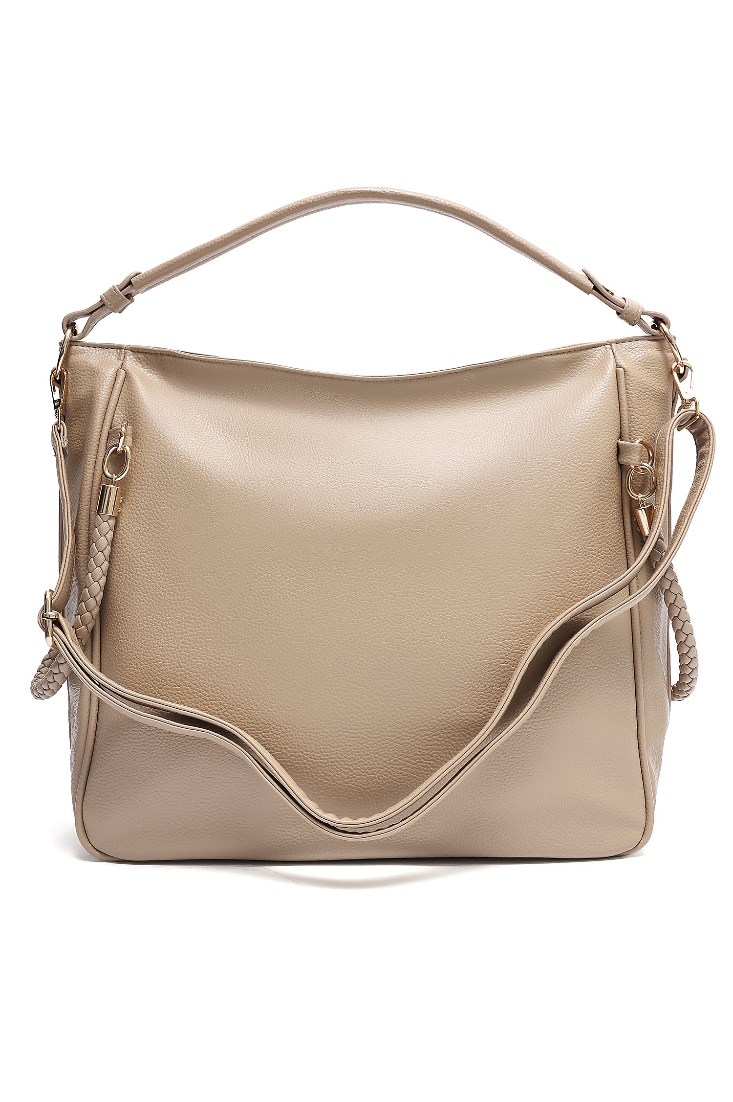 BRAIDED STRAP HOBO BAG-BEIGE