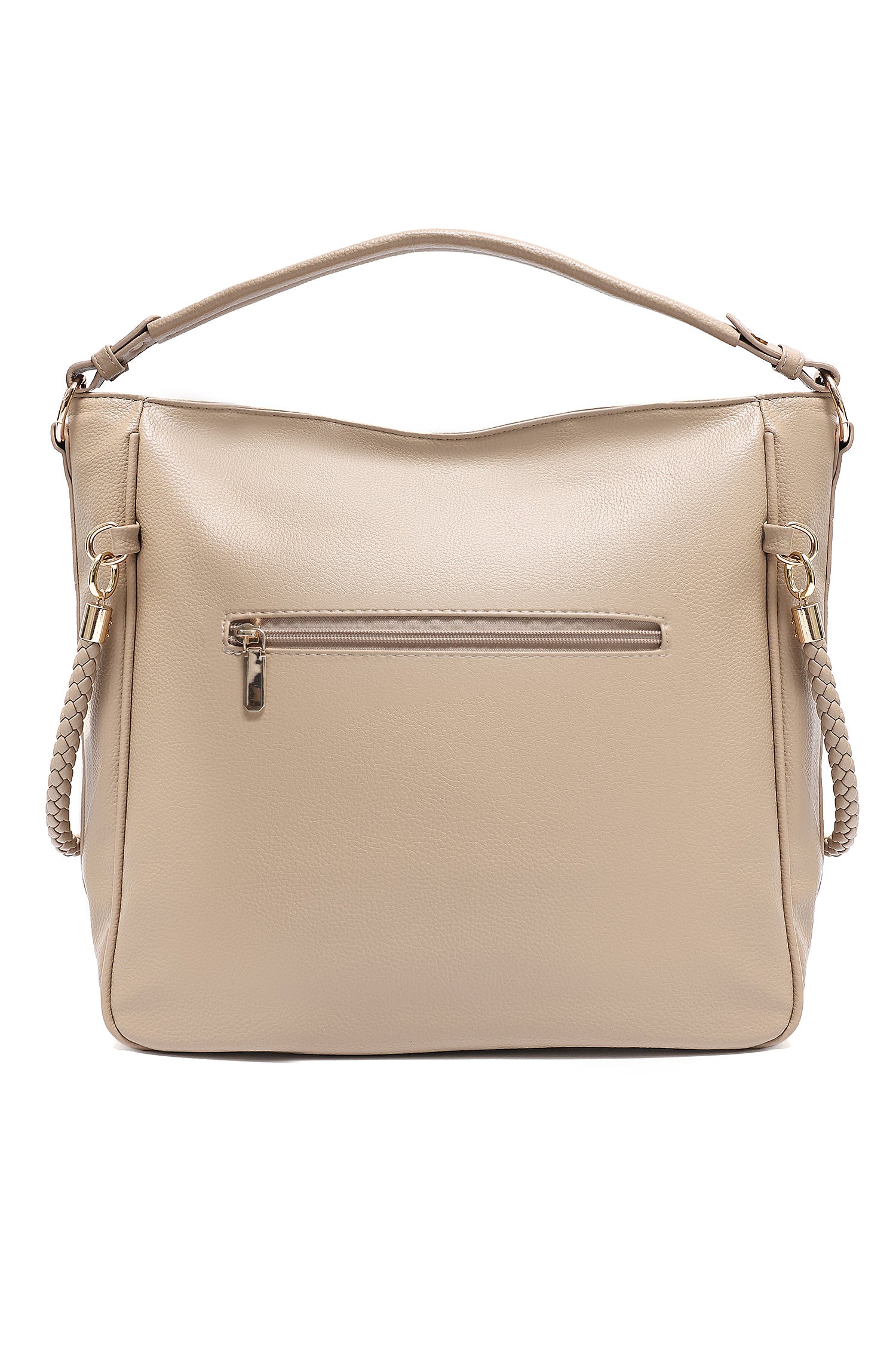 BRAIDED STRAP HOBO BAG-BEIGE