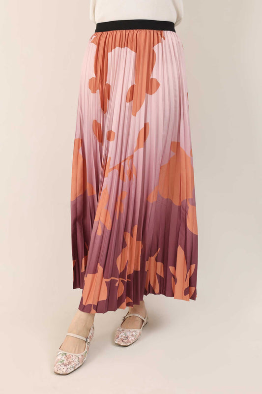 OMBRE BLOOM SKIRT-RUST