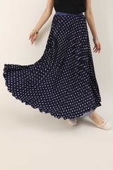 PETAL FLARE SKIRT-NAVY