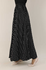 PETAL FLARE SKIRT-BLACK