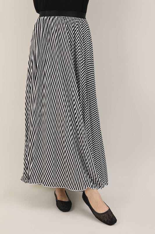 GLOSSY SWISH BOLD SKIRT-BLACK/WHITE