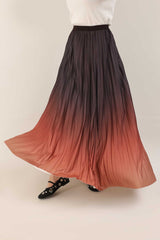MIDNIGHT FLOUNCE SKIRT-BROWN