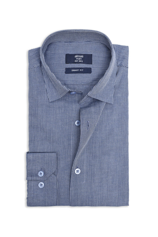 MICRO PATTERN OFFICE SHIRT-NAVY/STRP