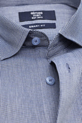 MICRO PATTERN OFFICE SHIRT-NAVY/STRP